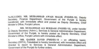 Punjab government has announced BS-18 (PAS) and (PMS) officers